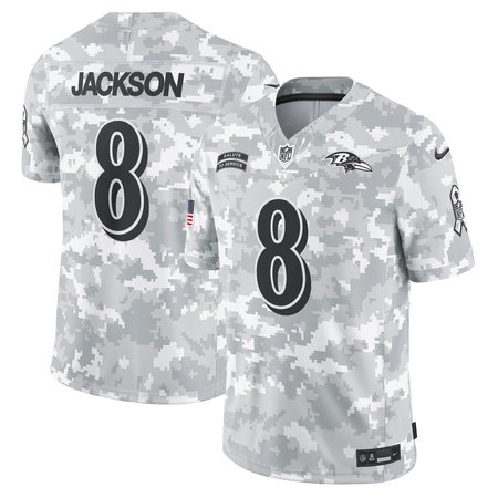 Men's Baltimore Ravens Lamar Jackson Arctic Camo 2024 Salute to Service Limited Jersey