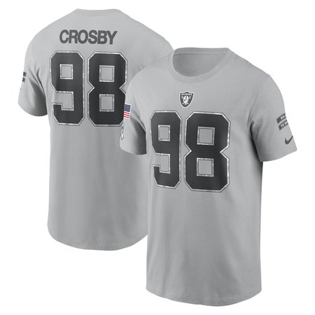 Men's Las Vegas Raiders Maxx Crosby Gray 2024 Salute To Service Name & Number T-Shirt