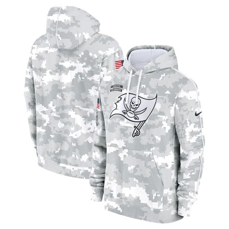 Youth Tampa Bay Buccaneers White/Gray 2024 Salute To Service Pullover Hoodie