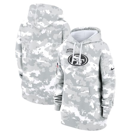 Women's San Francisco 49ers Arctic Camo 2024 Salute To Service Club Fleece Pullover Hoodie