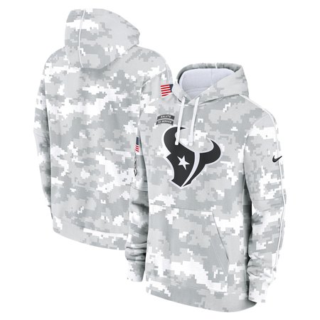 Youth Houston Texans White/Gray 2024 Salute To Service Pullover Hoodie