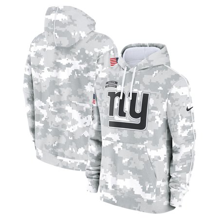 Youth New York Giants White/Gray 2024 Salute To Service Pullover Hoodie