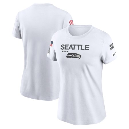 Women's Seattle Seahawks White 2024 Salute To Service Legend Performance T-Shirt