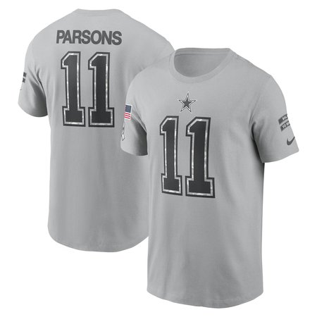 Men's Dallas Cowboys Micah Parsons Gray 2024 Salute To Service Name & Number T-Shirt