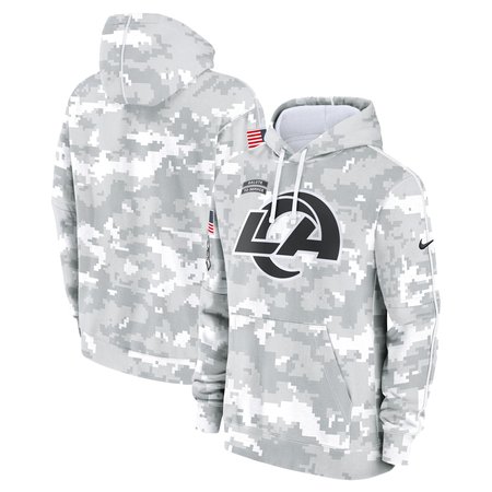 Youth Los Angeles Rams White/Gray 2024 Salute To Service Pullover Hoodie