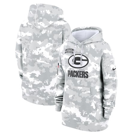 Women's Green Bay Packers Arctic Camo 2024 Salute To Service Club Fleece Pullover Hoodie