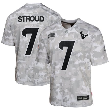 Youth Houston Texans C.J. Stroud Arctic Camo 2024 Salute to Service Game Jersey