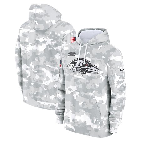 Youth Baltimore Ravens White/Gray 2024 Salute To Service Pullover Hoodie