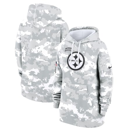 Women's Pittsburgh Steelers Arctic Camo 2024 Salute To Service Club Fleece Pullover Hoodie