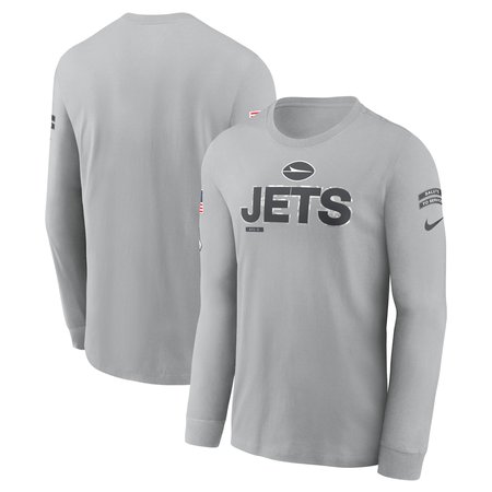 Men's New York Jets Gray 2024 Salute To Service Long Sleeve T-Shirt