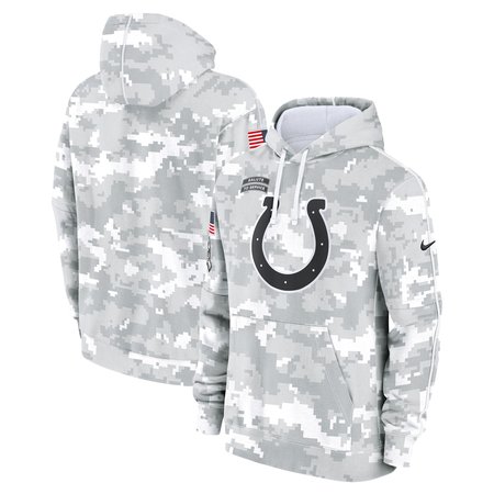 Youth Indianapolis Colts White/Gray 2024 Salute To Service Pullover Hoodie