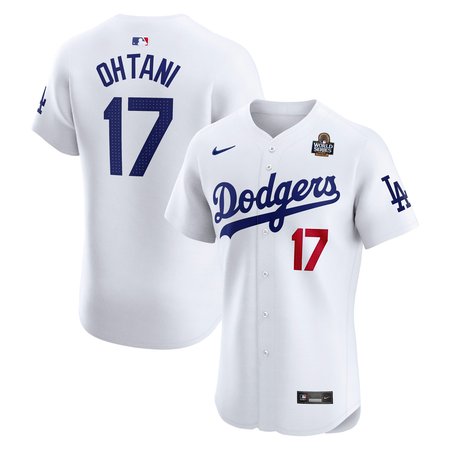 Men's Los Angeles Dodgers #17 Shohei Ohtani White 2024 World Series Home Elite Player Jersey