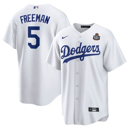 Men's Los Angeles Dodgers #5 Freddie Freeman White 2024 World Series Home Replica Player Jersey