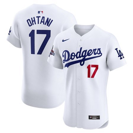 Men's Los Angeles Dodgers #17 Shohei Ohtani White 2024 World Series Champions Home Elite Player Jersey