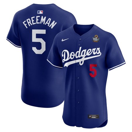 Men's Los Angeles Dodgers #5 Freddie Freeman Royal 2024 World Series Alternate Elite Player Jersey