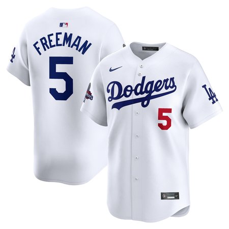 Men's Los Angeles Dodgers #5 Freddie Freeman White 2024 World Series Champions Home Limited Player Jersey