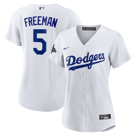 Women's Los Angeles Dodgers #5 Freddie Freeman White 2024 World Series Champions Home Replica Player Jersey