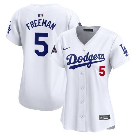 Women's Los Angeles Dodgers #5 Freddie Freeman White 2024 World Series Champions Home Limited Player Jersey