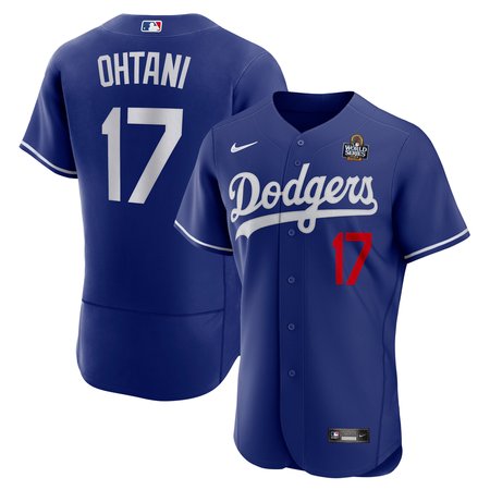 Men's Los Angeles Dodgers #17 Shohei Ohtani Royal 2024 World Series Alternate Authentic Player Jersey