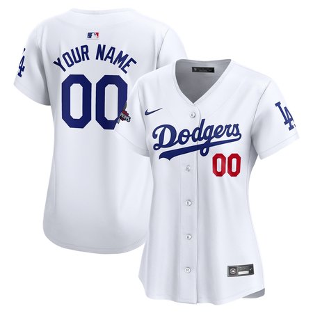 Women's Los Angeles Dodgers White 2024 World Series Champions Home Custom Limited Jersey