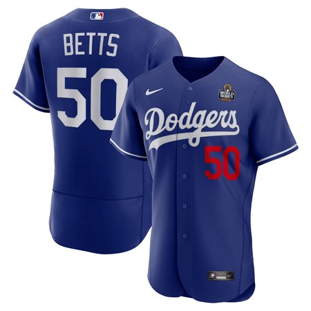 Men's Los Angeles Dodgers #50 Mookie Betts Royal 2024 World Series Alternate Authentic Player Jersey