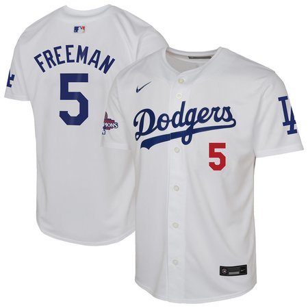 Youth Los Angeles Dodgers #5 Freddie Freeman White 2024 World Series Champions Limited Player Jersey