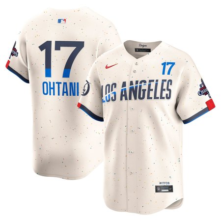 Men's Los Angeles Dodgers #17 Shohei Ohtani Cream 2024 World Series Champions City Connect Limited Player Jersey