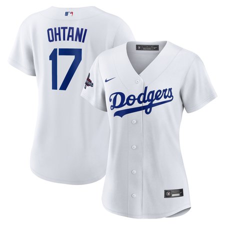 Women's Los Angeles Dodgers #17 Shohei Ohtani White 2024 World Series Champions Home Replica Player Jersey