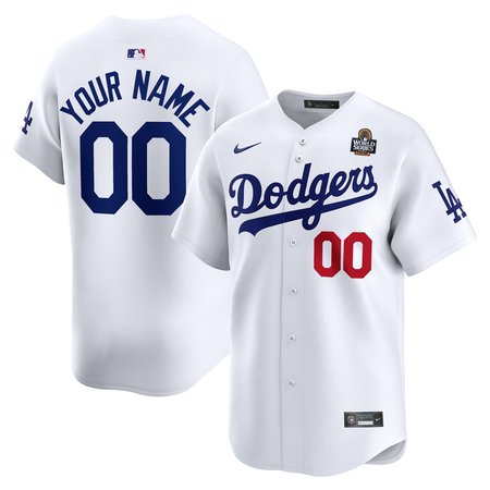 Men's Los Angeles Dodgers White 2024 World Series Home Custom Limited Jersey