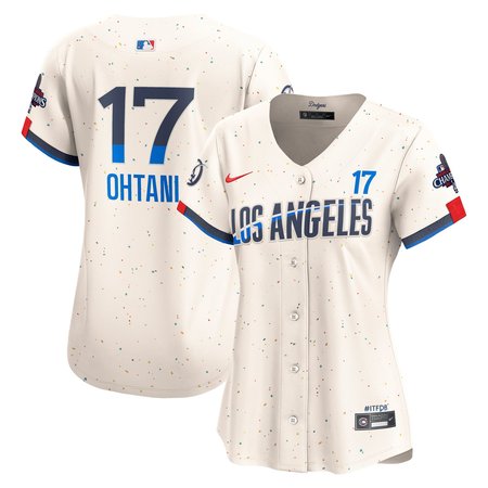 Women's Los Angeles Dodgers #17 Shohei Ohtani Cream 2024 World Series Champions City Connect Limited Player Jersey