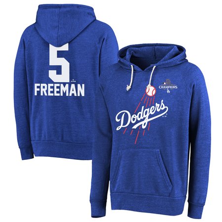 Men's Los Angeles Dodgers Freddie Freeman Threads Royal 2024 World Series Champions Hoodie