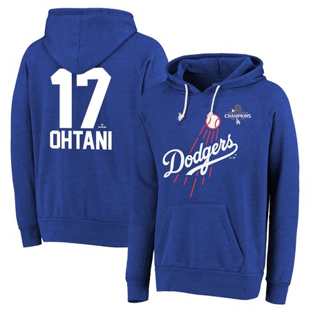 Men's Los Angeles Dodgers #17 Shohei Ohtani Threads Royal 2024 World Series Champions Hoodie