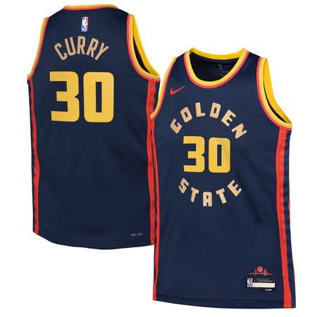 Youth Golden State Warriors #30 Stephen Curry Navy 2024/25 Swingman Player City Edition Jersey