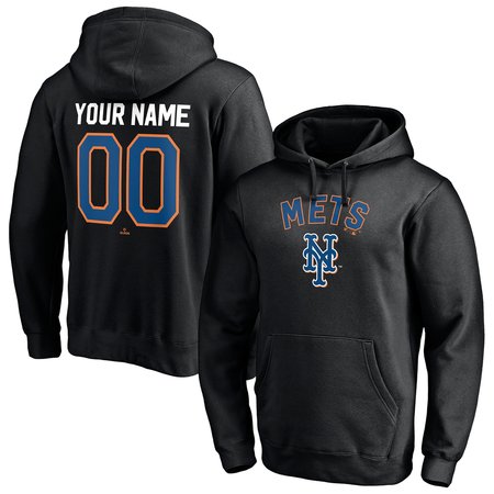 Men's New York Mets Black Cooperstown Winning Streak Alternate Custom Name & Number Pullover Hoodie