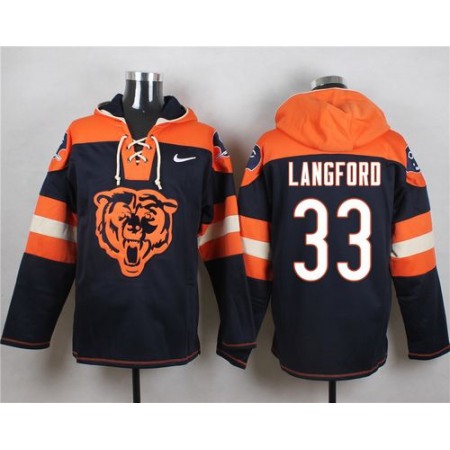Bears #33 Jeremy Langford Navy Blue Player Pullover NFL Hoodie