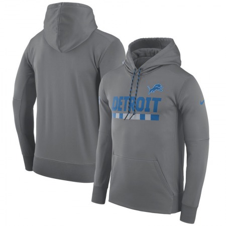 Men's Detroit Lions Heathered Gray Sideline Team Name Performance Pullover Hoodie