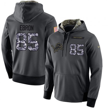 NFL Men's Detroit Lions #85 Eric Ebron Stitched Black Anthracite Salute to Service Player Performance Hoodie