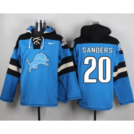 Lions #20 Barry Sanders Blue Player Pullover NFL Hoodie