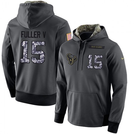 NFL Men's Houston Texans #15 Will Fuller V Stitched Black Anthracite Salute to Service Player Performance Hoodie