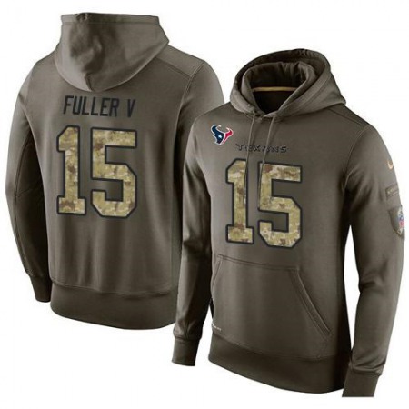 NFL Men's Houston Texans #15 Will Fuller V Stitched Green Olive Salute To Service KO Performance Hoodie