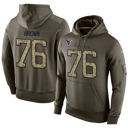 NFL Men's Houston Texans #76 Duane Brown Stitched Green Olive Salute To Service KO Performance Hoodie