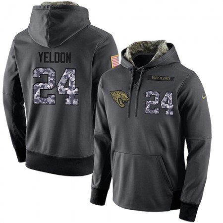 NFL Men's Jacksonville Jaguars #24 T.J. Yeldon Stitched Black Anthracite Salute to Service Player Performance Hoodie