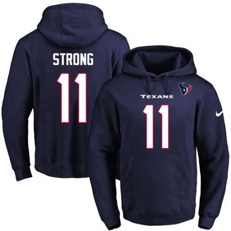 Texans #11 Jaelen Strong Navy Blue Name & Number Pullover NFL Hoodie