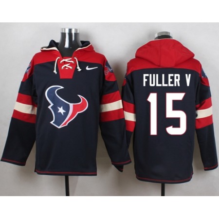 Texans #15 Will Fuller V Navy Blue Player Pullover Hoodie