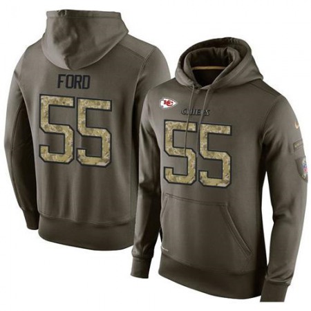 NFL Men's Kansas City Chiefs #55 Dee Ford Stitched Green Olive Salute To Service KO Performance Hoodie