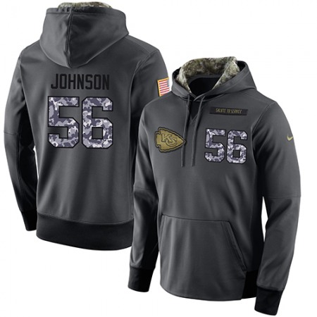 NFL Men's Kansas City Chiefs #56 Derrick Johnson Stitched Black Anthracite Salute to Service Player Performance Hoodie