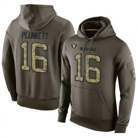 NFL Men's Oakland Raiders #16 Jim Plunkett Stitched Green Olive Salute To Service KO Performance Hoodie