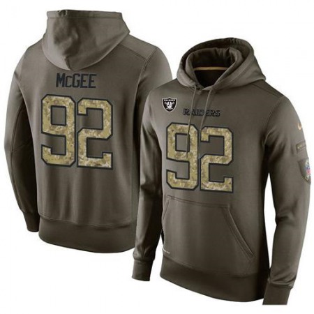 NFL Men's Oakland Raiders #92 Stacy McGee Stitched Green Olive Salute To Service KO Performance Hoodie