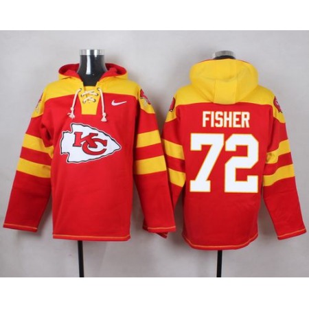 Chiefs #72 Eric Fisher Red Player Pullover NFL Hoodie