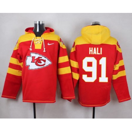 Nike Chiefs #91 Tamba Hali Red Player Pullover NFL Hoodie